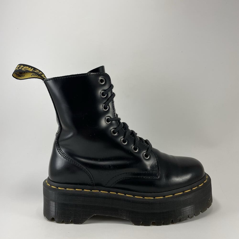 Dr. Martens Jadon Black Leather Platform Boots Womens Size 6 Side Zip Combat